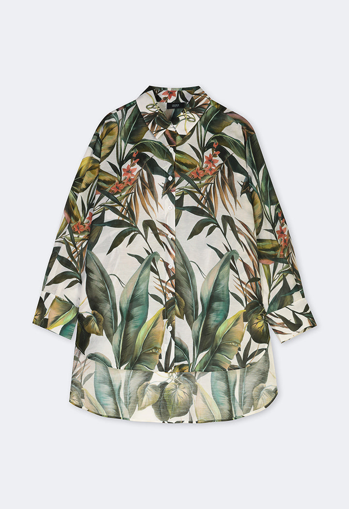 Choice High-Low Floral Print Shirt Multi Color