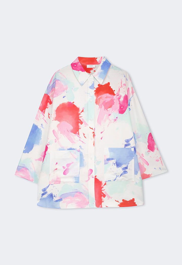 Choice Printed Front Pockets Shirt Multi Color