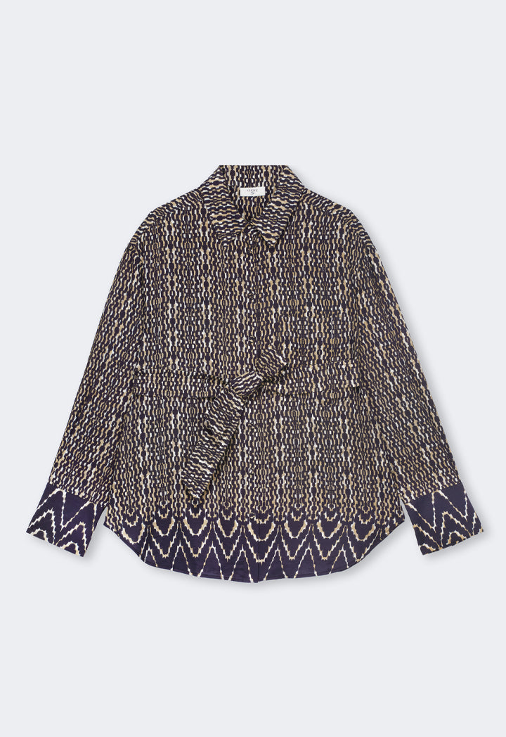 Choice Printed Belted Regular Fit Shirt Black