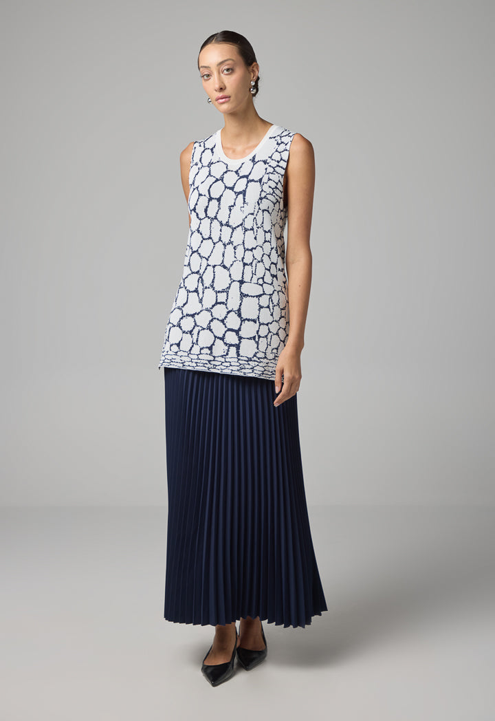 Choice Contrast Knitted Sleeveless Top Navy-White