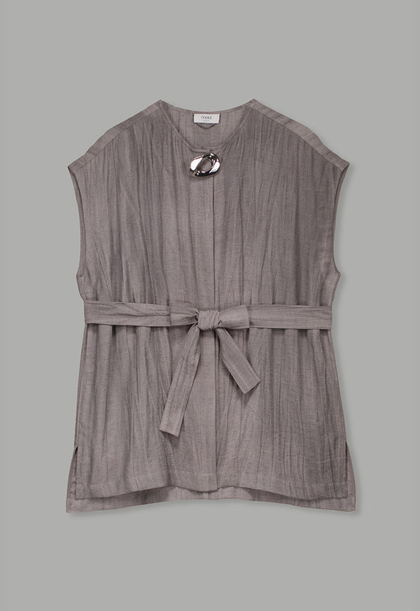 Choice Basic Crinkled Sleeveless Top Grey