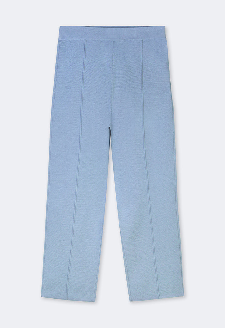 Choice Knitted Straight Fit Solid Pants Blue