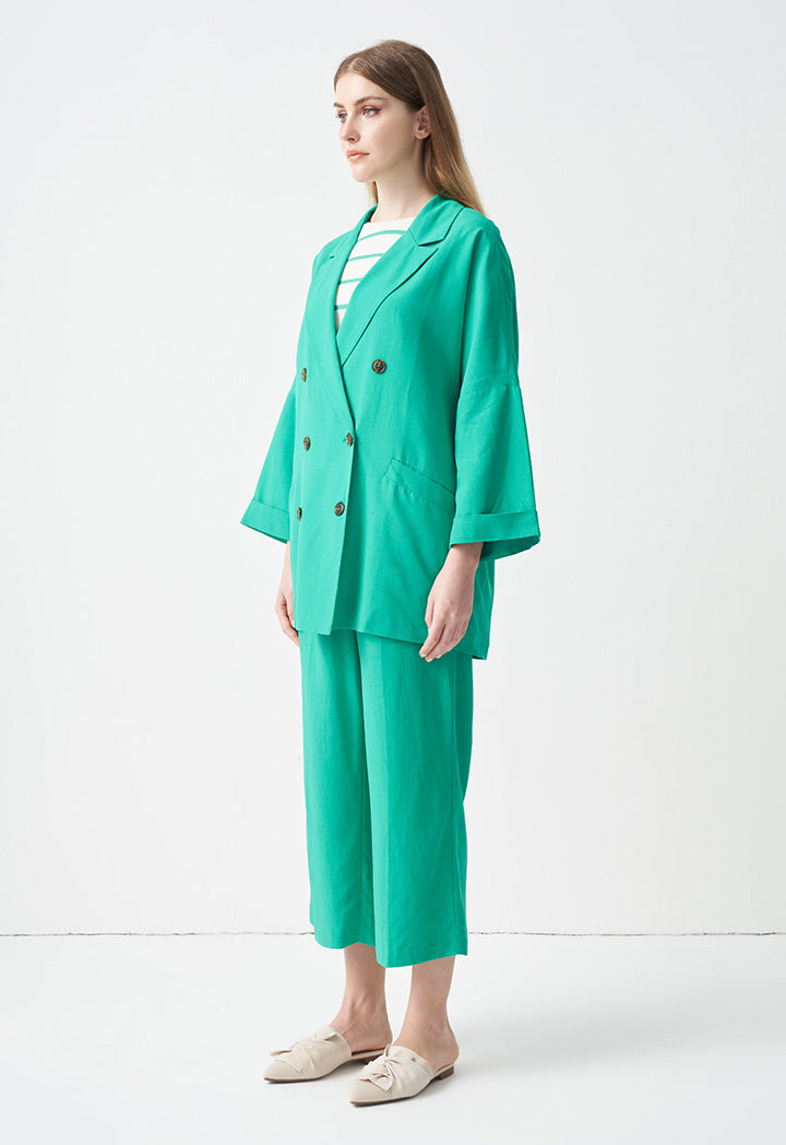 Choice Solid Double Breasted Jacket Green