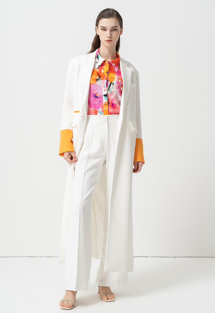 Choice Contrast Long Sleeves Jacket Off White