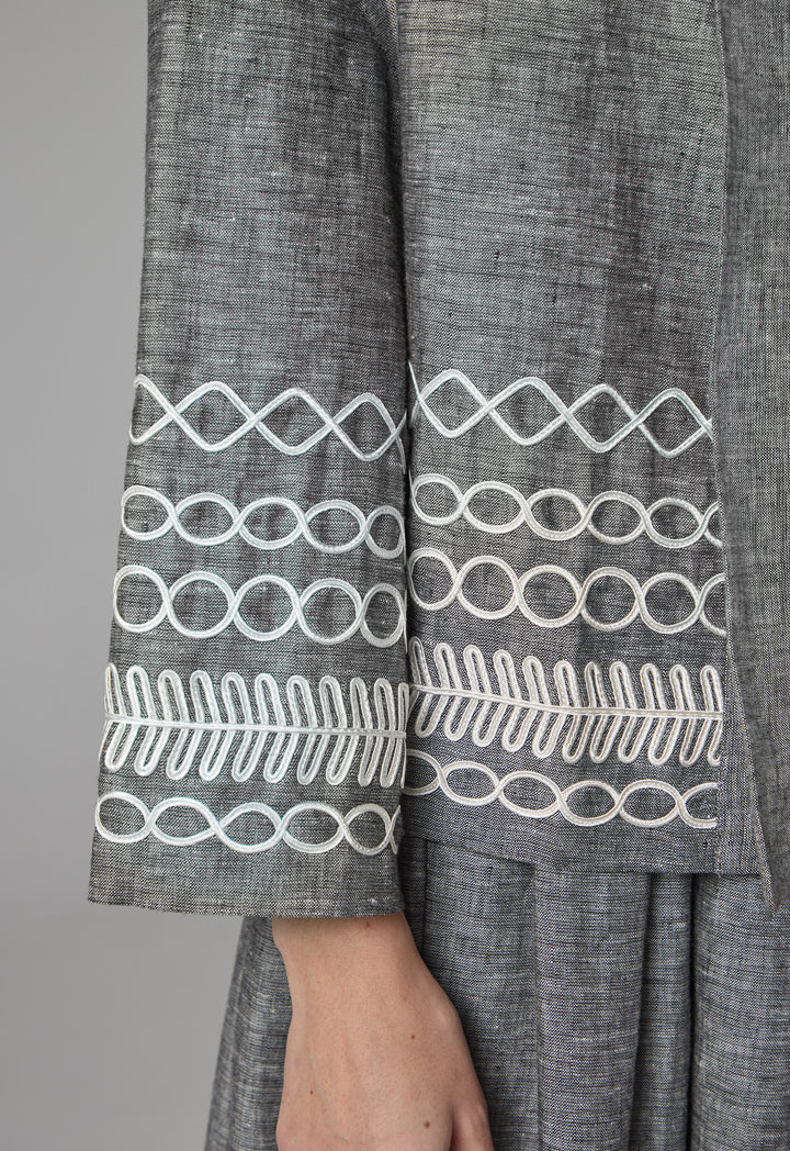 Choice Contrast Stitched Cropped Jacket - Ramadan Style Grey