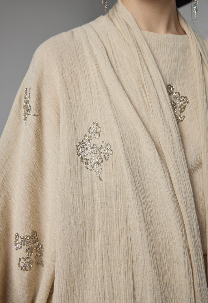 Choice Solid Crystal Embellished Maxi Abaya - Ramadan Style Beige
