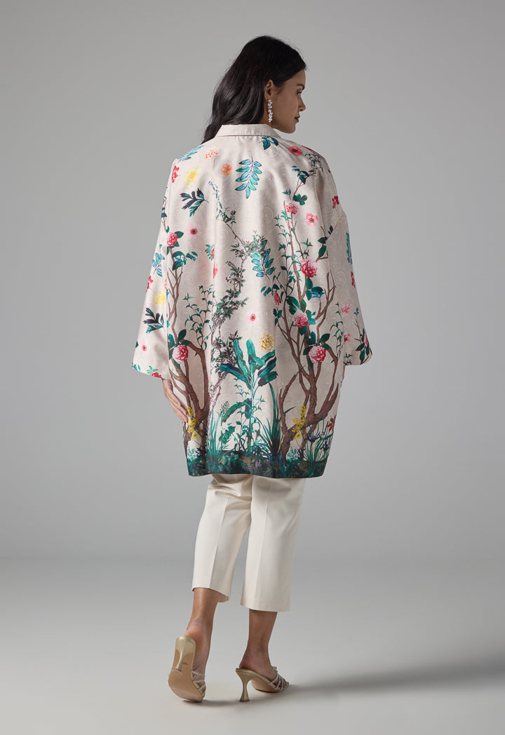 Choice Floral Print Buttoned Jacket - Ramadan Style Multi Color