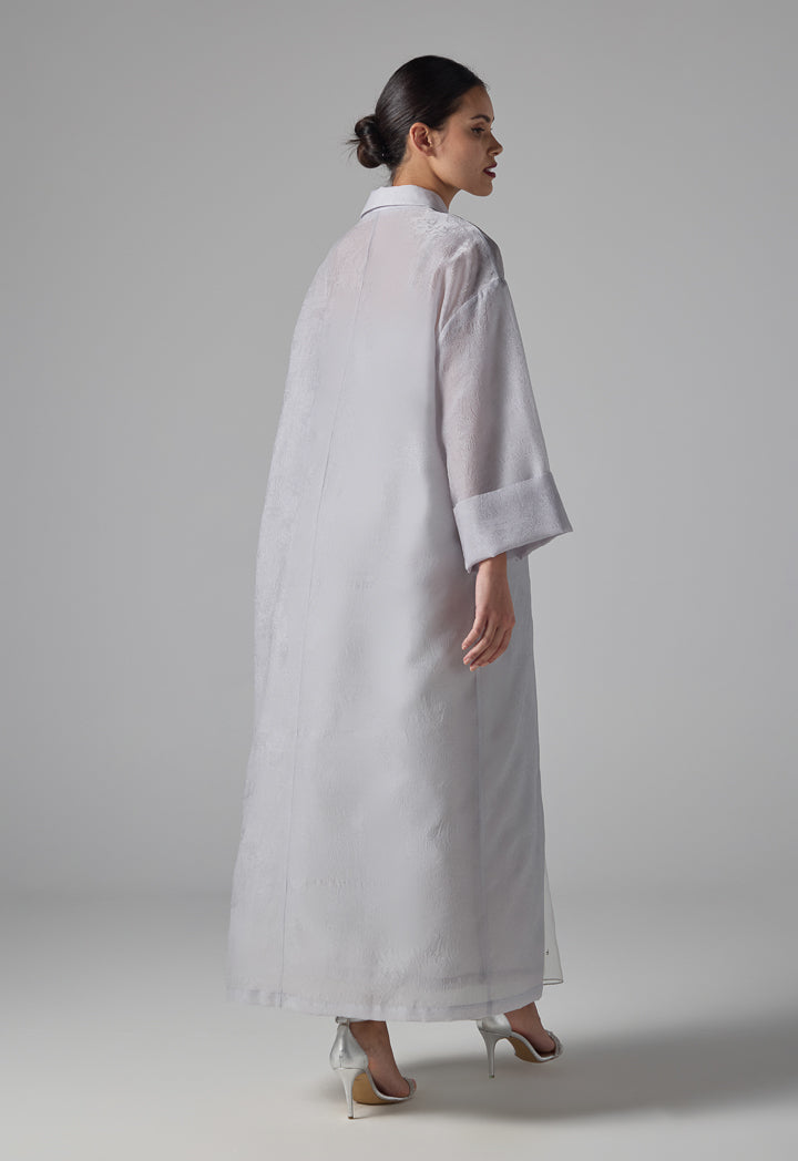 Choice Solid Textured Oversized Abaya Grey