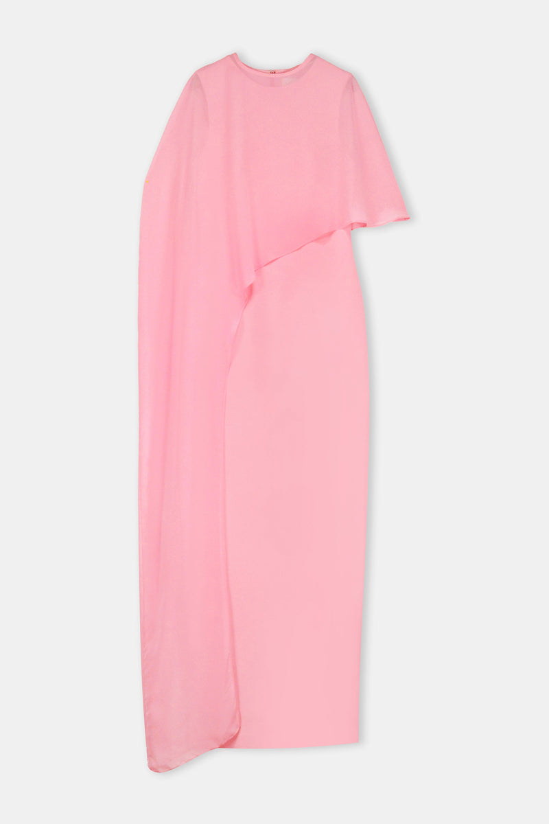Nean Asymmetrical Cape Gown Pink