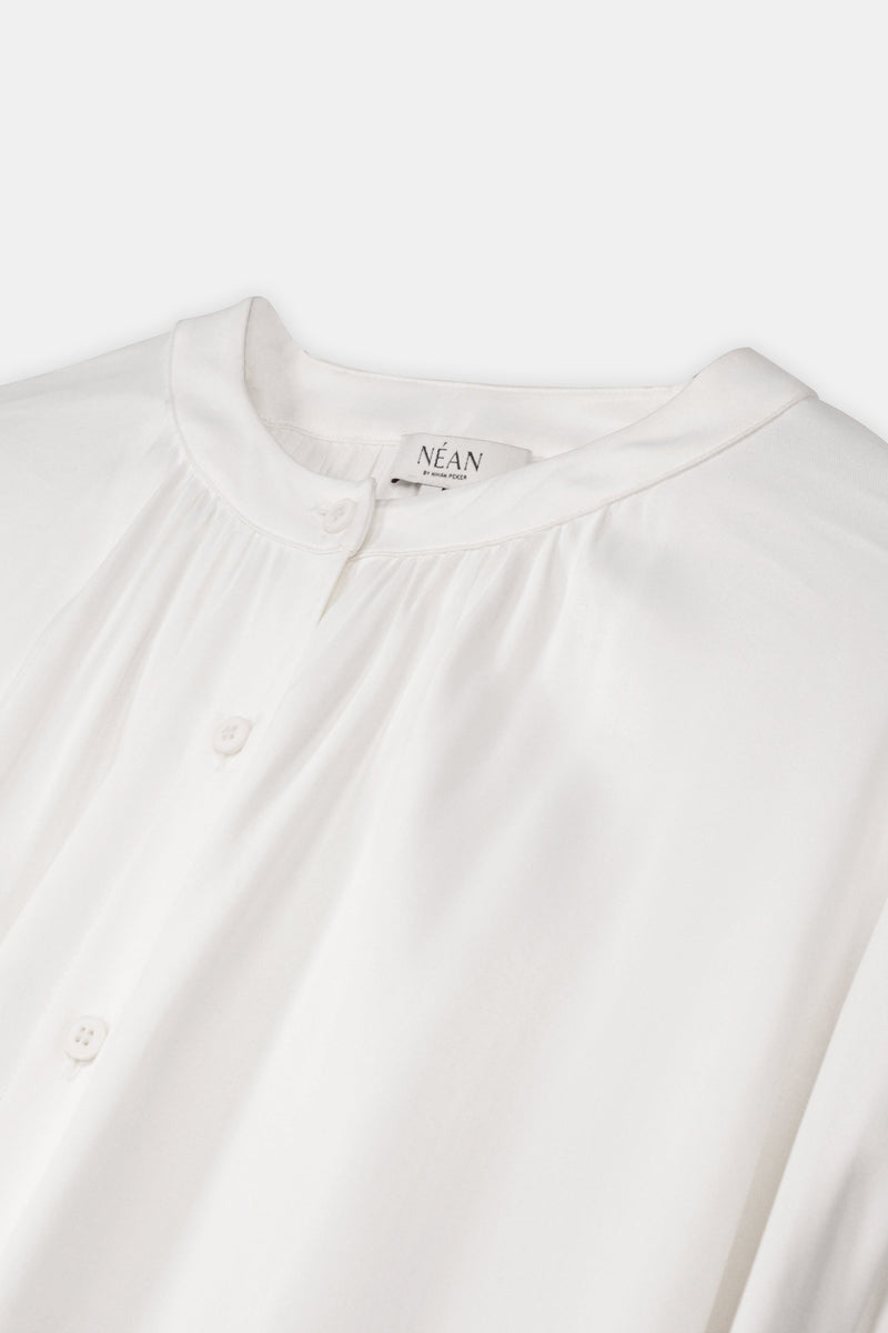 Nean Floral Embroidered Shirt Dress Off White