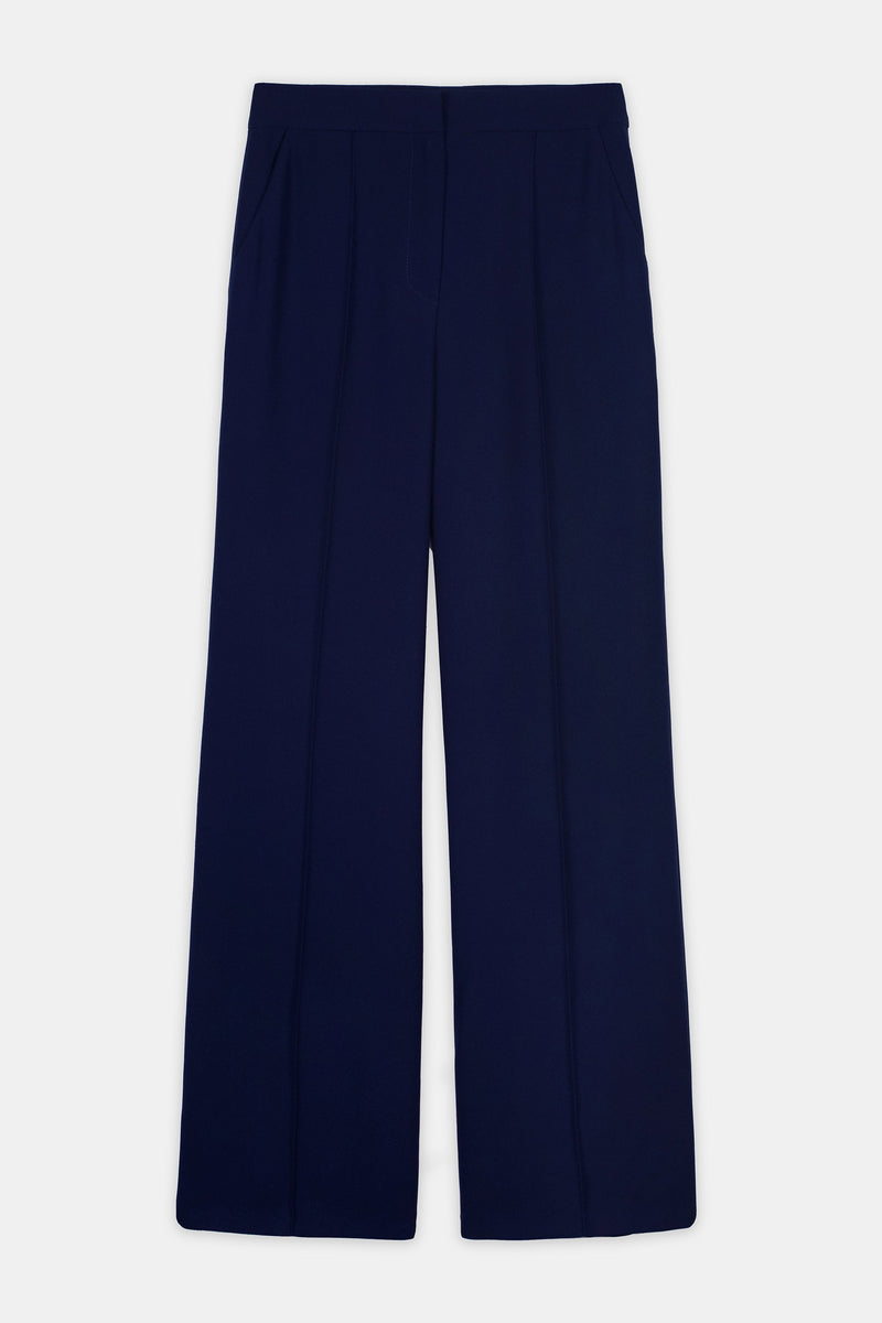 Nean Tailored Wide-Leg Trousers Navy