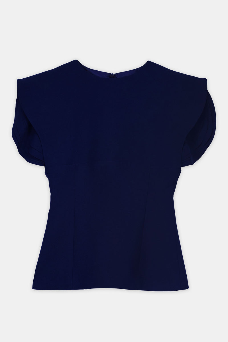 Nean Structured Sleeve Top Navy