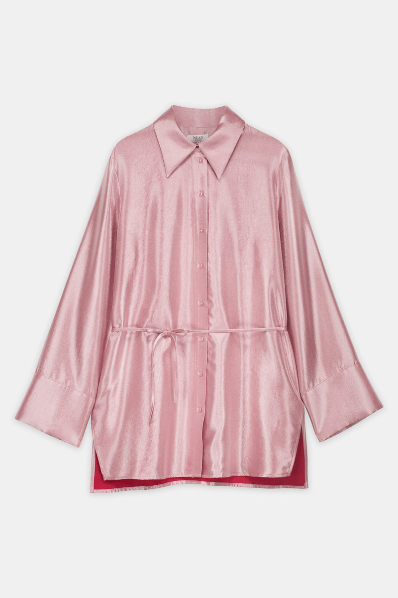 Nean Metallic Pink Longline Shirt Light Pink