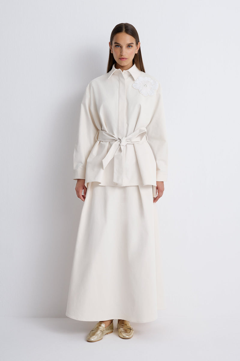 Nean High-Waist A-Line Maxi Skirt
 Ecru