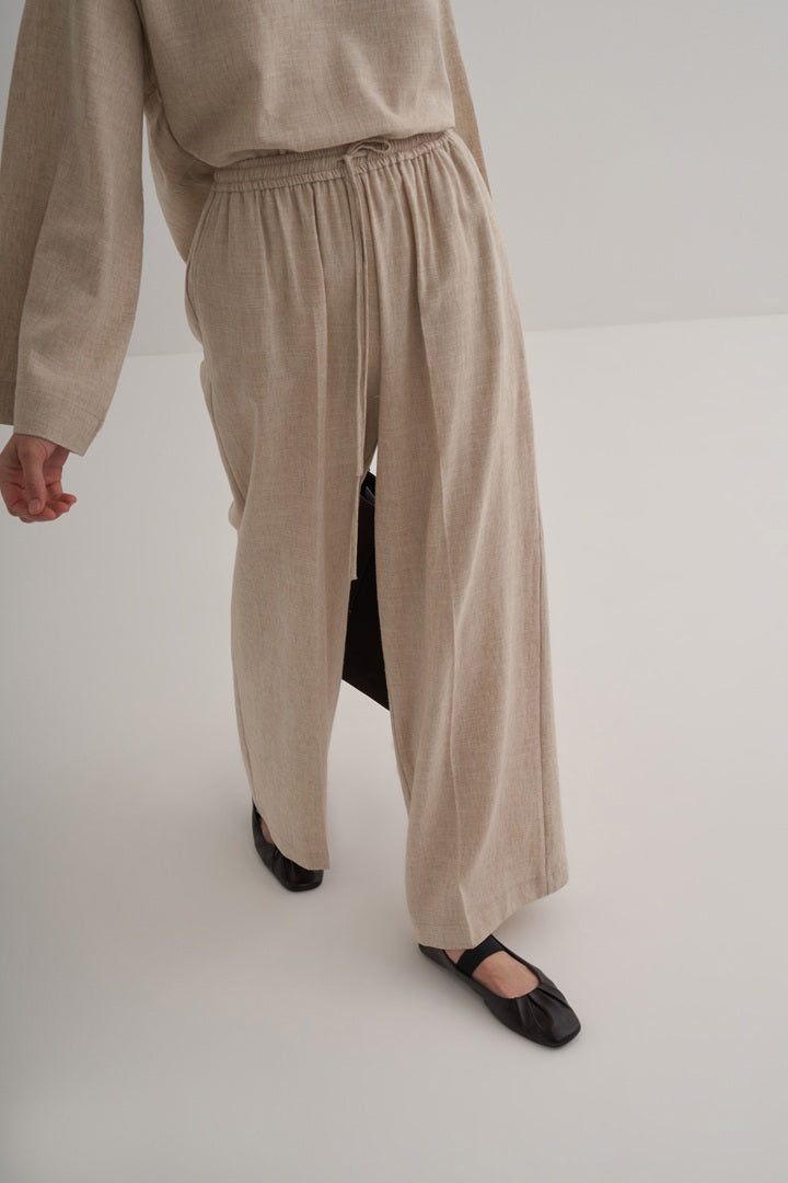Kk Design Linen Palazzo Trousers Natural