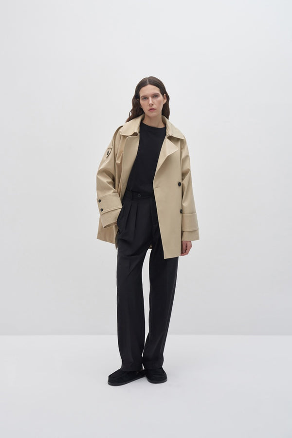 Kk Design Pleated Wide Leg Trousers Black