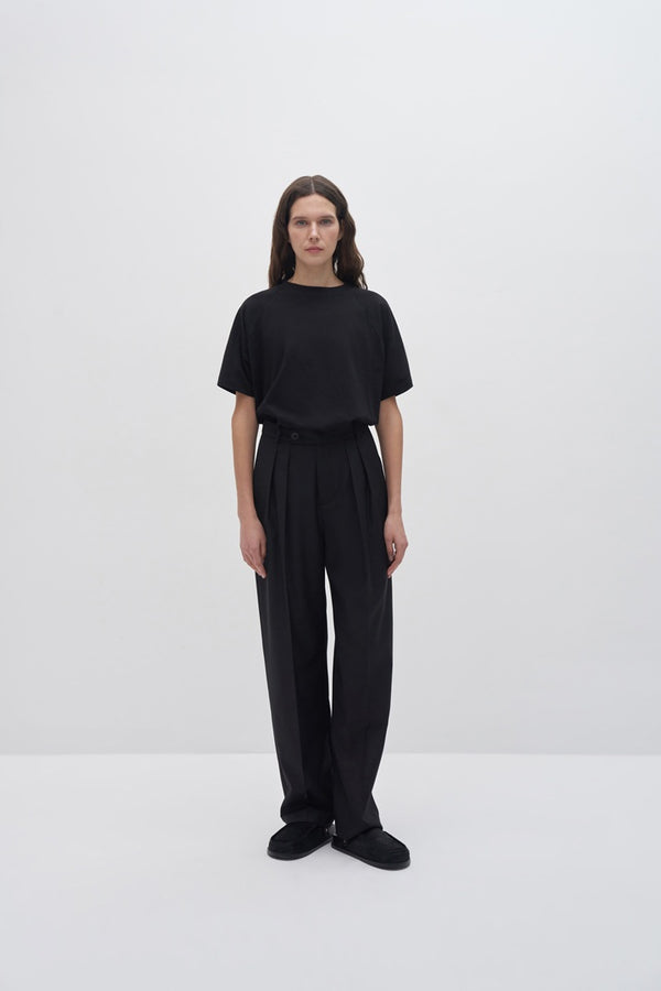Kk Design Pleated Wide Leg Trousers Black
