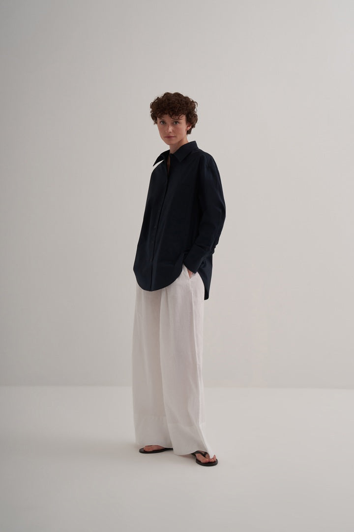 Kk Design Basic Cotton Shirt Navy Blue