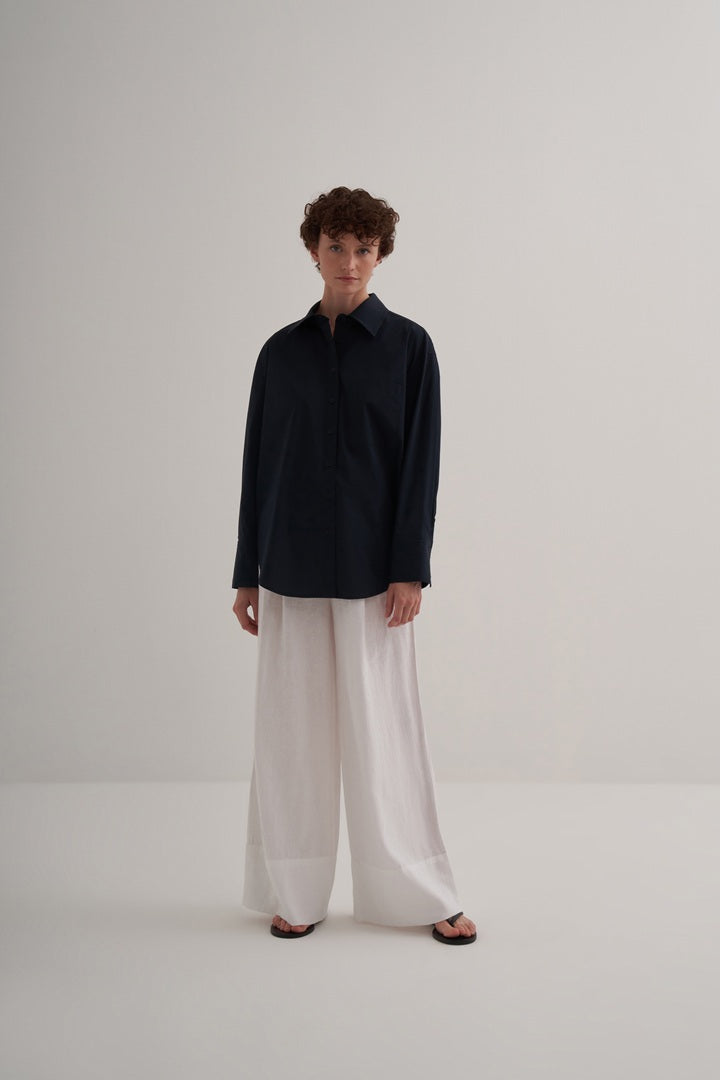Kk Design Basic Cotton Shirt Navy Blue