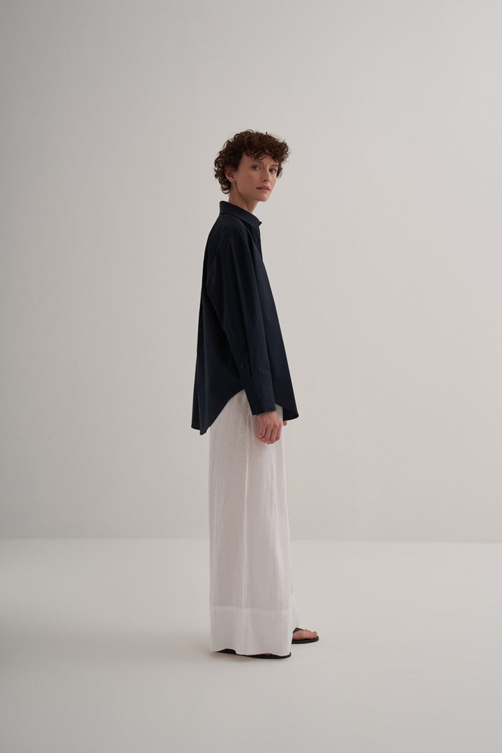 Kk Design Basic Cotton Shirt Navy Blue