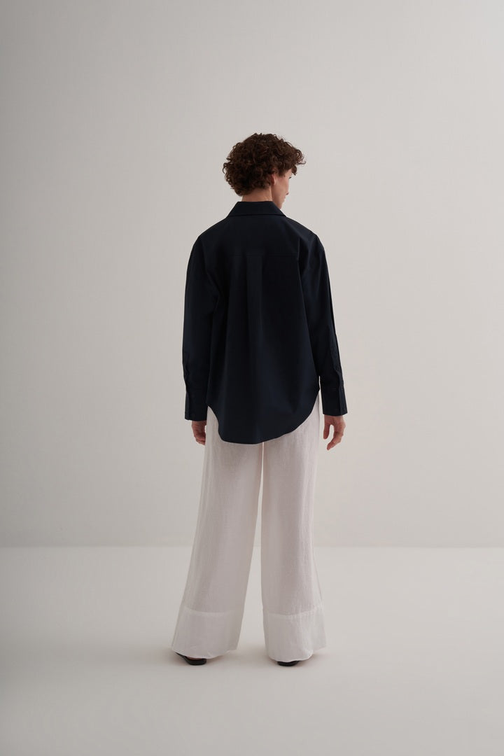 Kk Design Basic Cotton Shirt Navy Blue