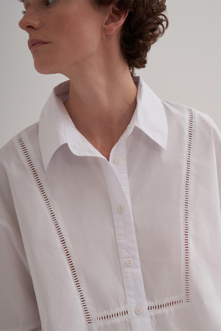 Kk Design Scallop Detailed Cotton Shirt Ecru