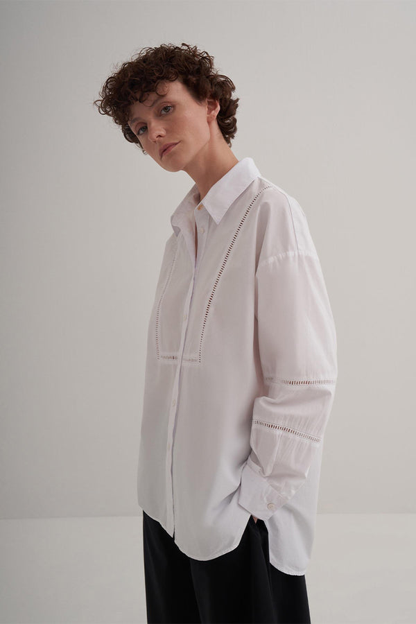 Kk Design Scallop Detailed Cotton Shirt Ecru