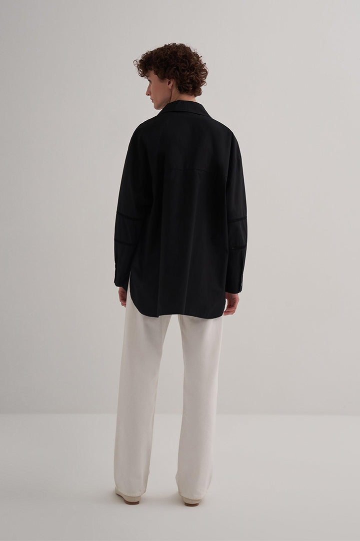 Kk Design Scallop Detailed Cotton Shirt Black