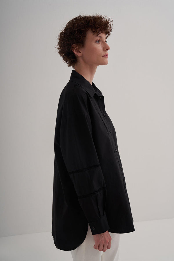 Kk Design Scallop Detailed Cotton Shirt Black