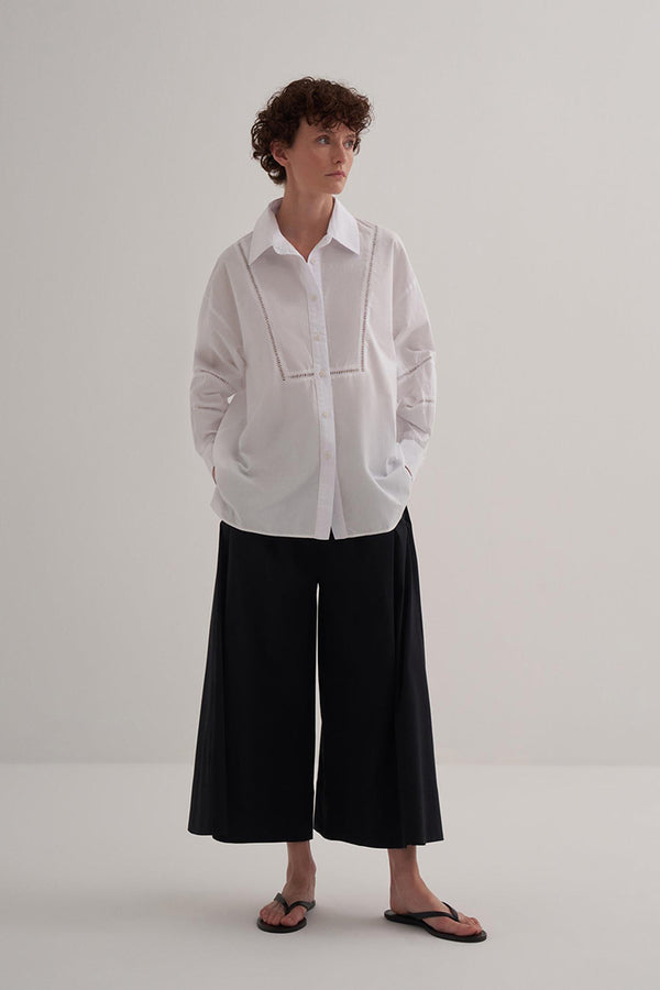 Kk Design Scallop Detailed Cotton Shirt Ecru
