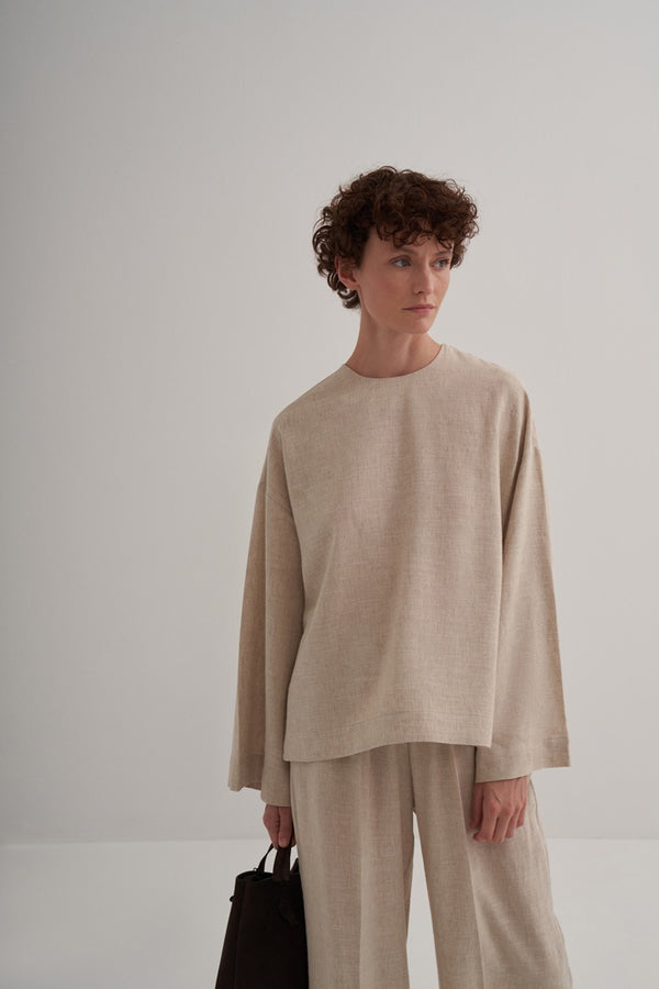 Kk Design Linen Basic Blouse Natural
