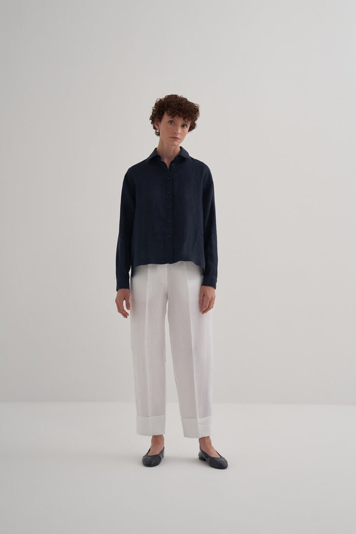 Kk Design 100% Linen Double Leg Trousers Ecru