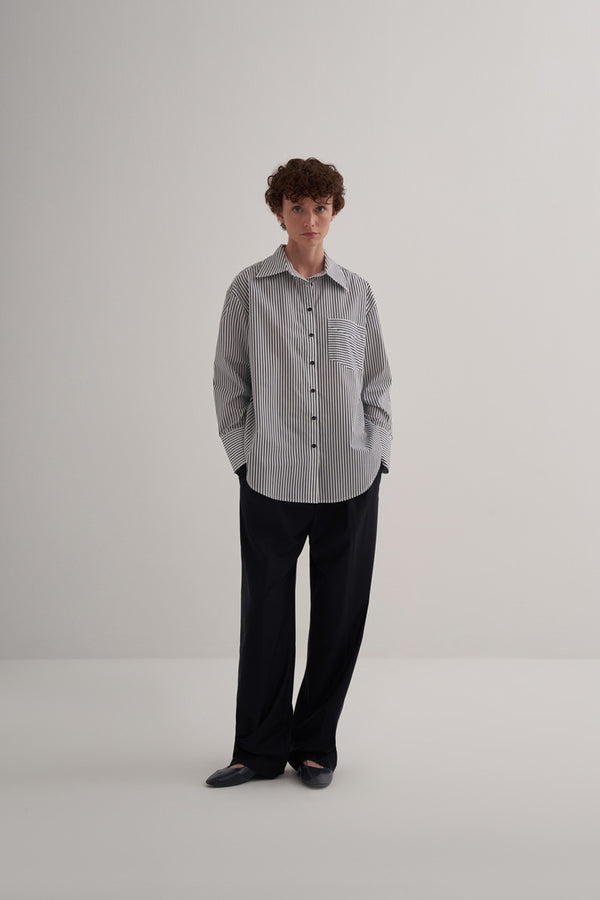 Kk Design Striped Cotton Shirt Navy Blue