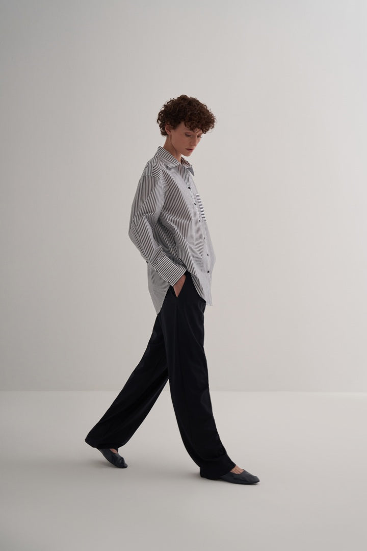Kk Design Striped Cotton Shirt Navy Blue