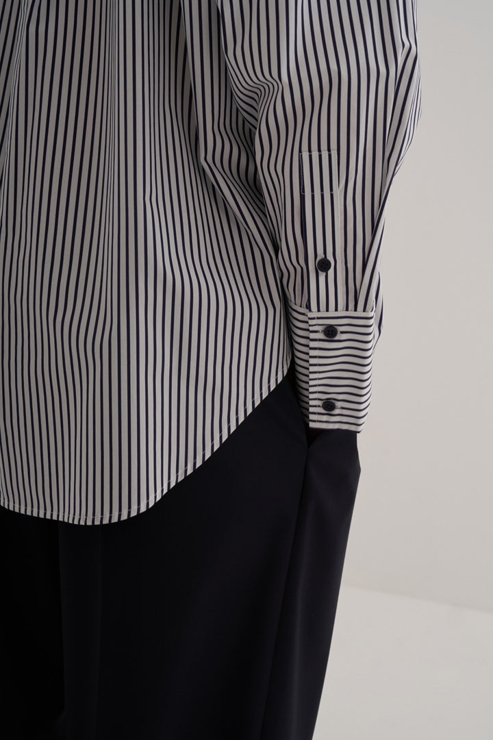 Kk Design Striped Cotton Shirt Navy Blue