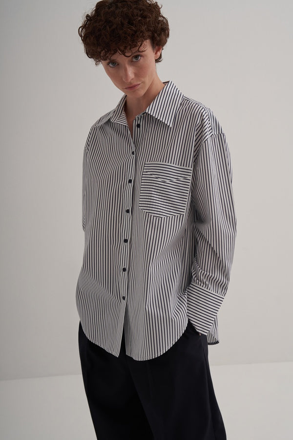 Kk Design Striped Cotton Shirt Navy Blue