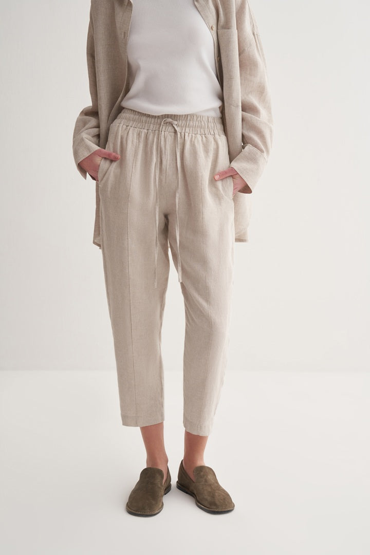 Kk Design 100% Linen Carrot Trousers Natural