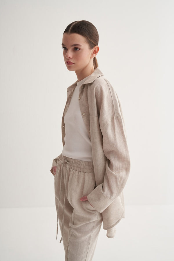Kk Design 100% Linen Carrot Trousers Natural