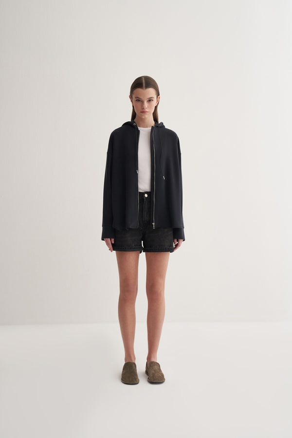 Kk Design Modal Zipper Sweatshirt Black