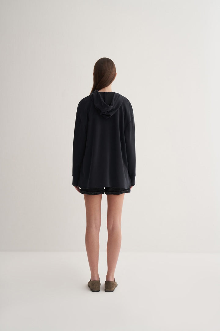 Kk Design Modal Zipper Sweatshirt Black