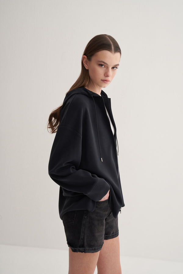 Kk Design Modal Zipper Sweatshirt Black