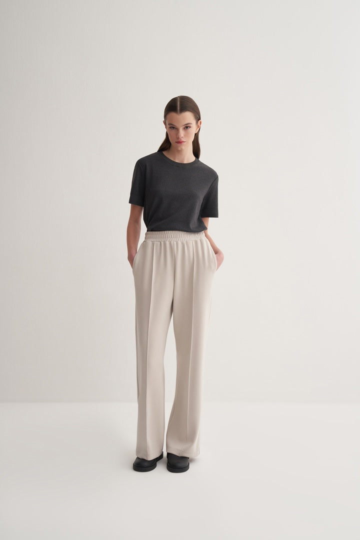 Kk Design Modal Straight Cut Loose Trousers Stone