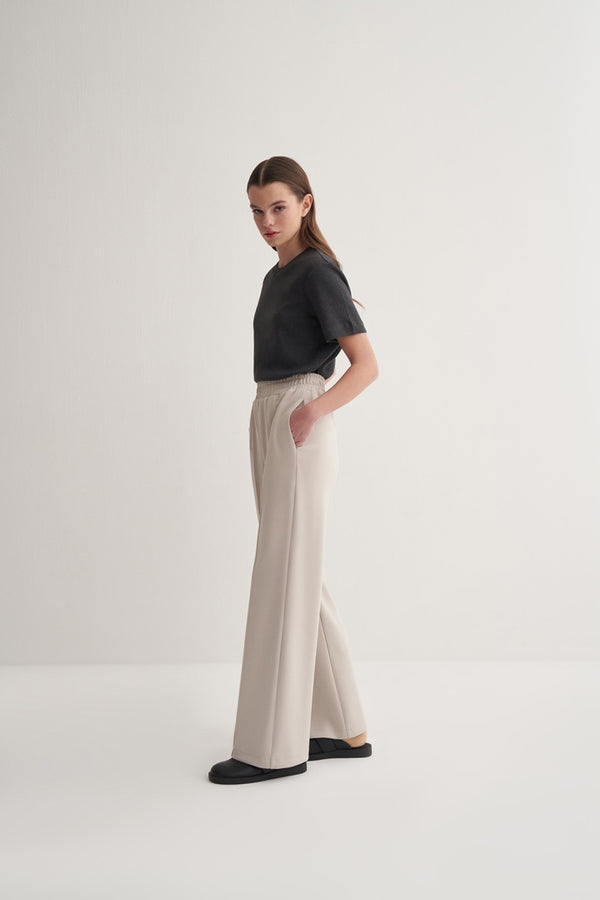 Kk Design Modal Straight Cut Loose Trousers Stone