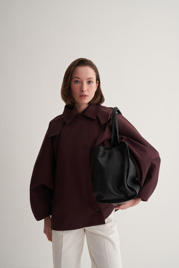 Kk Design Pieced Cotton Trench Coat Maroon