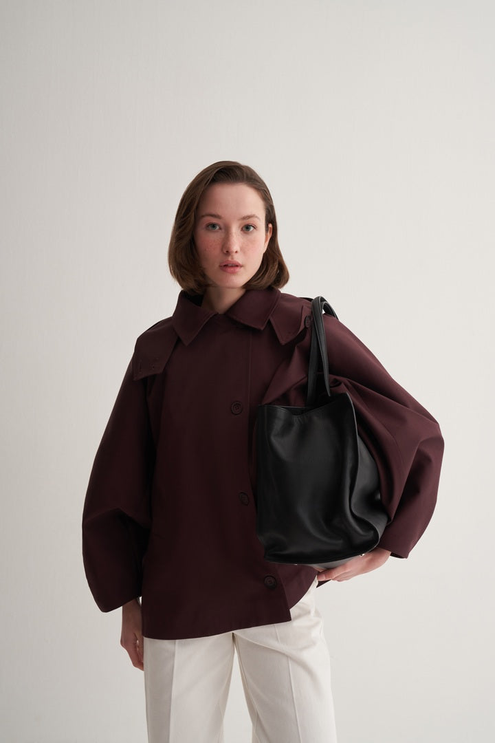 Kk Design Pieced Cotton Trench Coat Maroon