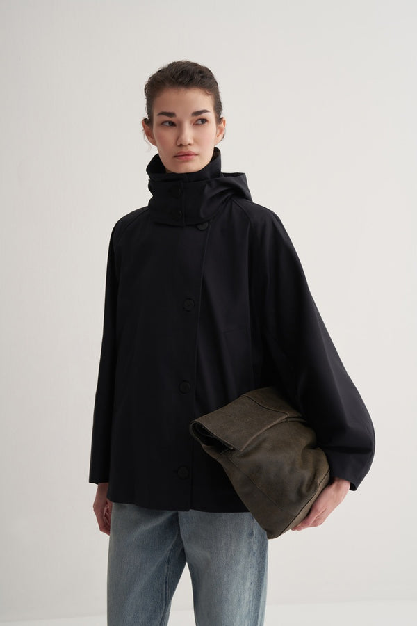 Kk Design Pieced Cotton Trench Coat Black