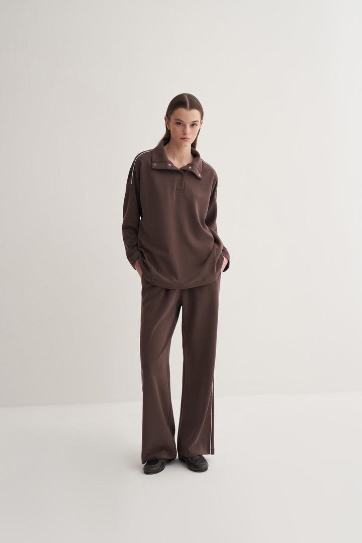 Kk Design Modal Stripe Suit Brown