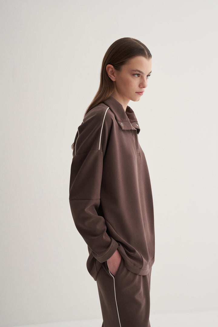 Kk Design Modal Stripe Suit Brown