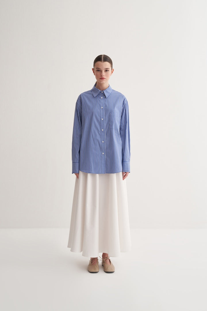 Kk Design Striped Oversize Shirt Blue