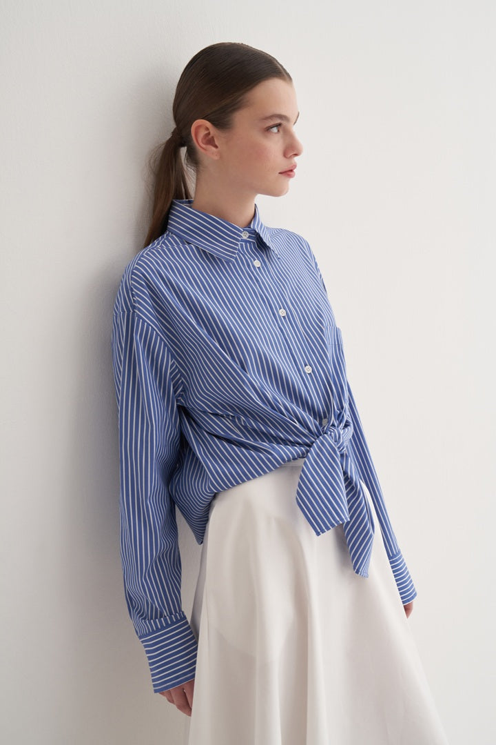 Kk Design Striped Oversize Shirt Blue